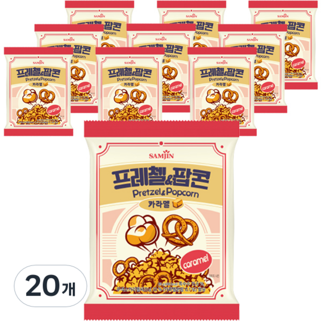 삼진 프레첼 & 팝콘 카라멜, 85g, 20개