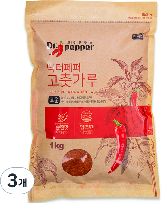 고추연구소 고운 고춧가루, 1kg, 3개