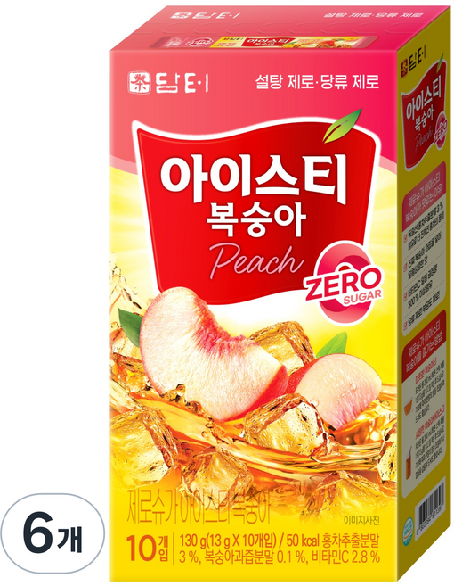 담터 제로슈가 아이스티 복숭아, 13g, 10개입, 6개