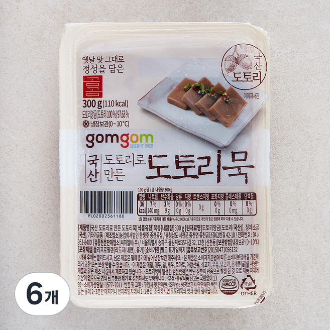 곰곰 국산 도토리로 만든 도토리묵, 300g, 1개입, 6개