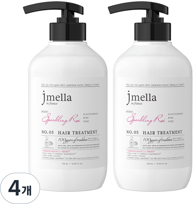 제이멜라 인 프랑스 스파클링 로제 헤어 트리트먼트 프루티 로즈향, 4개, 500ml