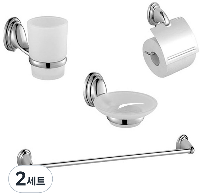 완겔코리아 커브 욕실 악세사리 4종 세트, 실버, 2세트