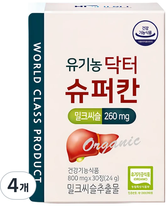 닥터슈퍼칸 유기농 밀크씨슬 24g, 30정, 4개 - 쿠팡