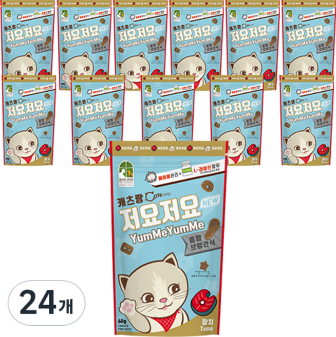 캐츠랑 전연령 고양이 저요저요 종합보양간식, 참치, 60g, 24개