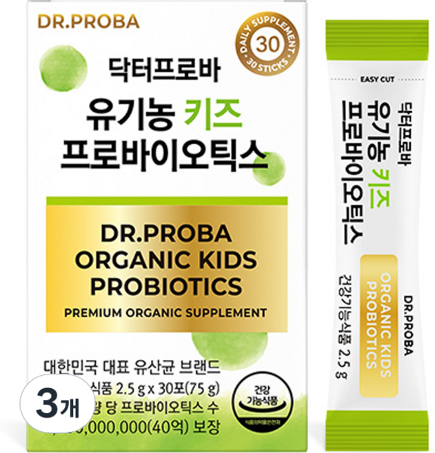 닥터프로바 유기농 키즈 프로바이오틱스, 30회분, 3개