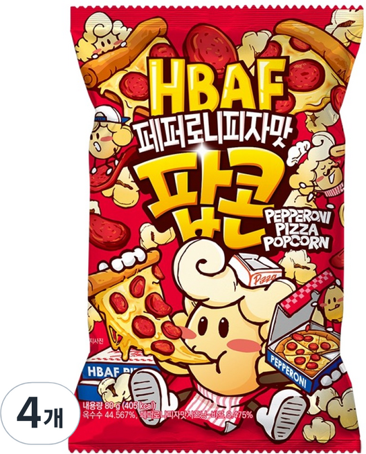 바프 페퍼로니피자맛 팝콘, 80g, 4개