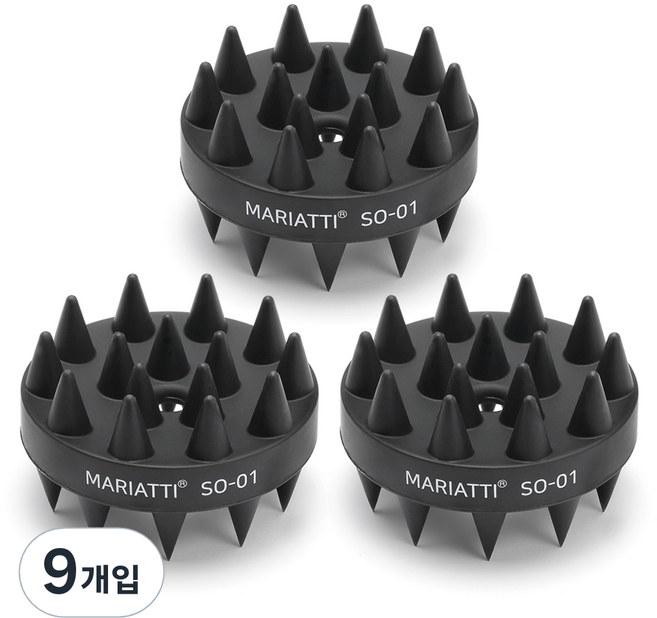 Mariatti 洗髮刷 頭皮按摩球, 黑色, 9個