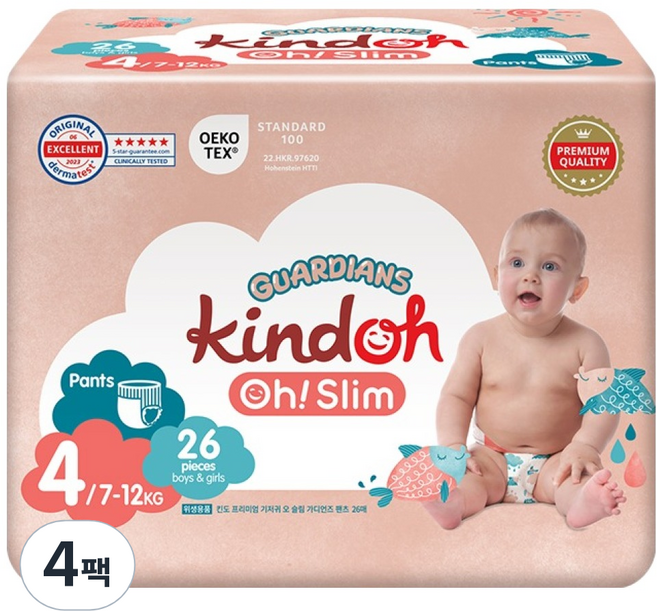 킨도 오슬림 가디언즈 팬티형 기저귀, 4단계, 104매