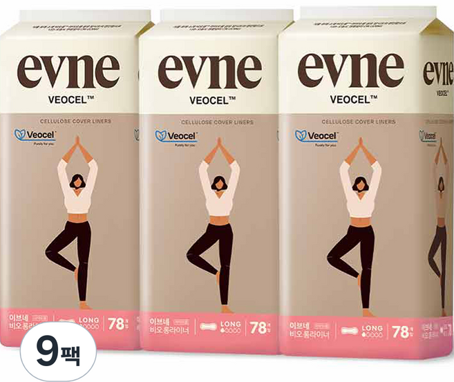 이브네 비오셀 팬티라이너, 롱, 78개입, 9개