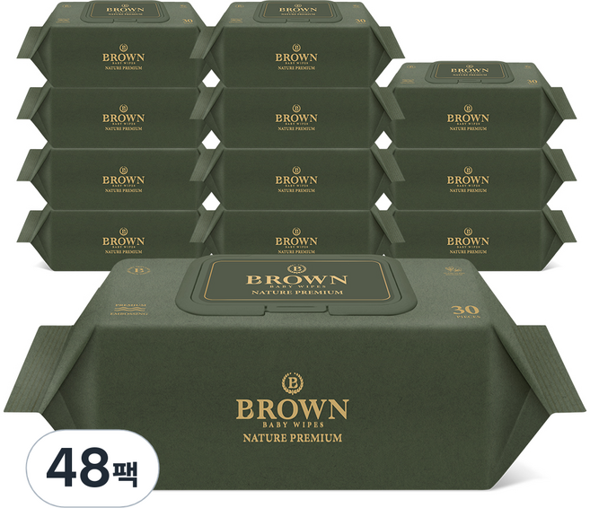 브라운 네이처 프리미엄 아기물티슈 캡형, 75g, 30매, 48개