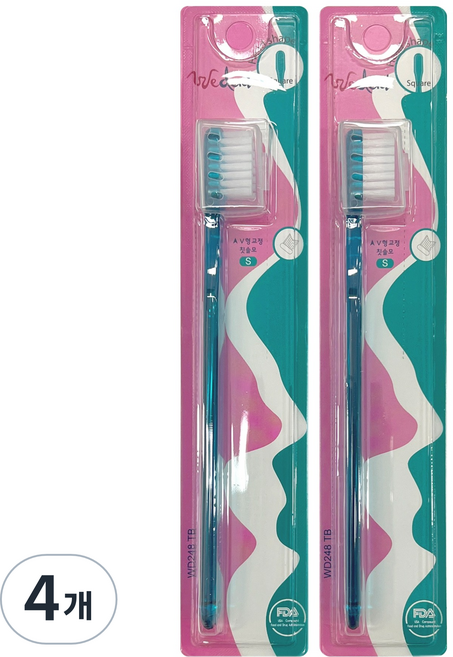 위덴 사각헤드 교정 부드러운모 칫솔 그린 S, 1개입, 4개