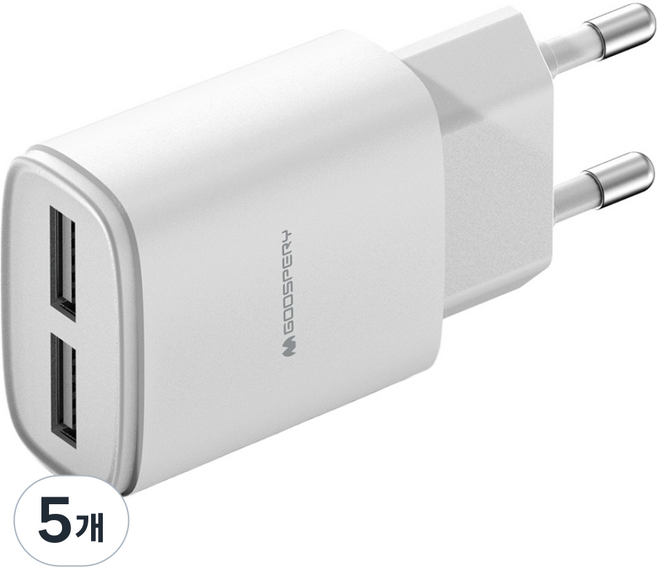GOOSPERY 10W 2埠 USB 多功能充電器 適配器 5V 2A, 5個, 白色