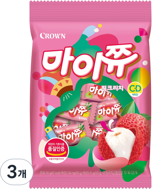 마이쮸 필로우 핑크리치, 100g, 3개