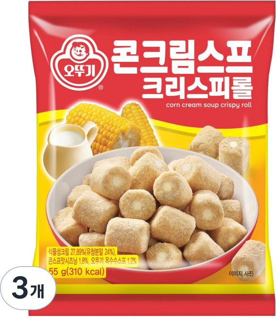 오뚜기 콘크림 스프 크리스피롤, 55g, 3개