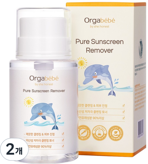 오가베베 퓨어 선스크림 리무버, 200ml, 2개