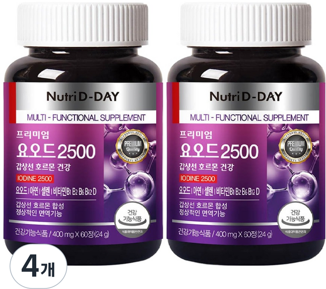뉴트리디데이 갑상선 호르몬 건강 요오드 2500 24g, 60정, 4개