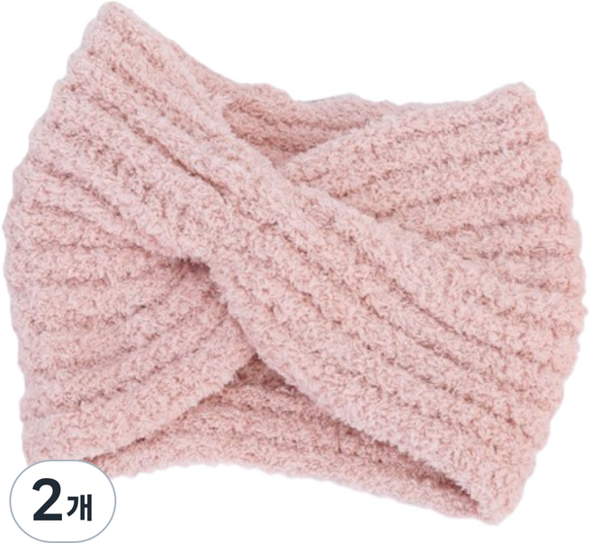 꾸지 부드러운 극세사 세안 헤어밴드 21 x 15 cm, 핑크, 2개