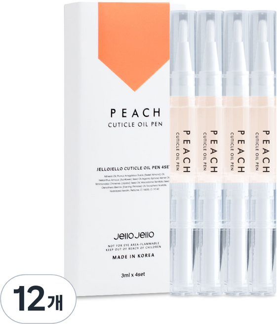 젤로젤로 큐티클 오일펜 피치, 3ml, 12개