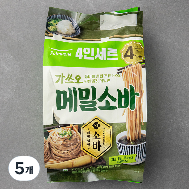 풀무원 가쓰오 메밀소바 4인, 1.154kg, 5개