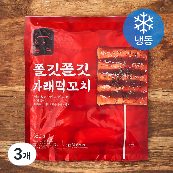 할머니분식 쫄깃쫄깃 가래 떡꼬치 (냉동), 330g, 3개, 1개입