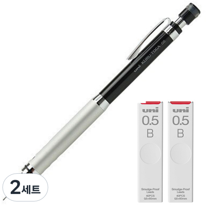 Uni 三菱鉛筆 KURU TOGA 自動鉛筆 高階款 M5-1012 + 專用筆芯 B 2入組, 0.5mm, 2套