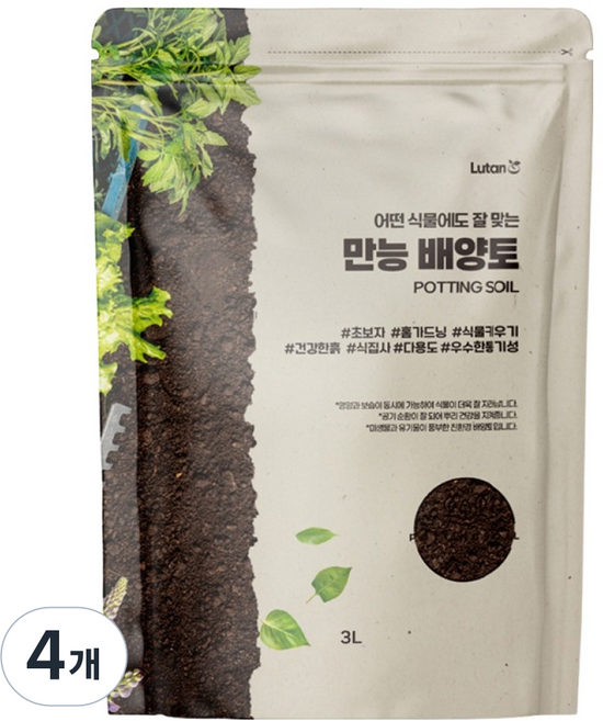 루땅 만능 배양토, 4개, 3L