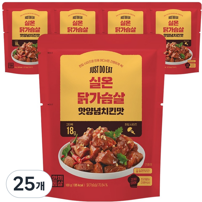 한끼통살 핫양념치킨맛 실온 닭가슴살, 100g, 25개