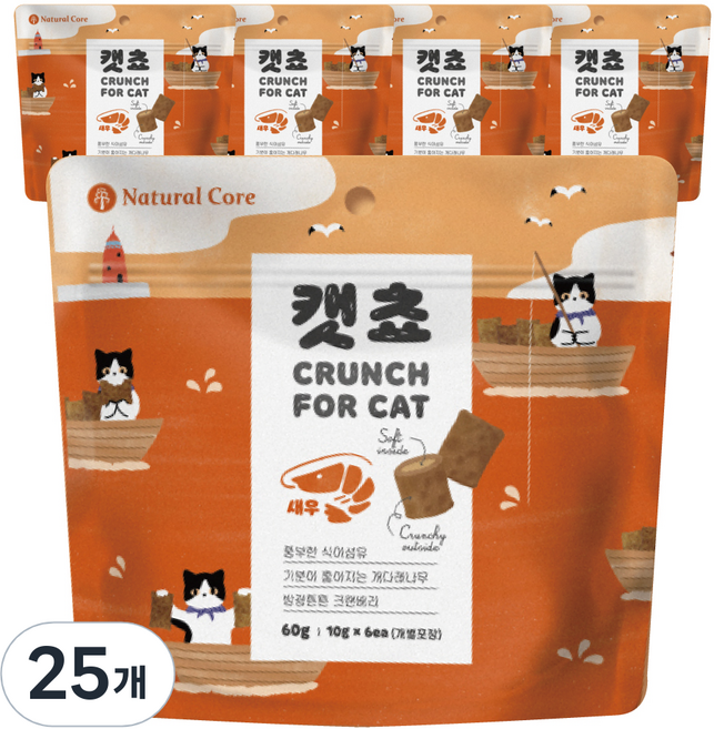 네츄럴코어 캣쵸 고양이 간식, 새우맛, 60g, 25개