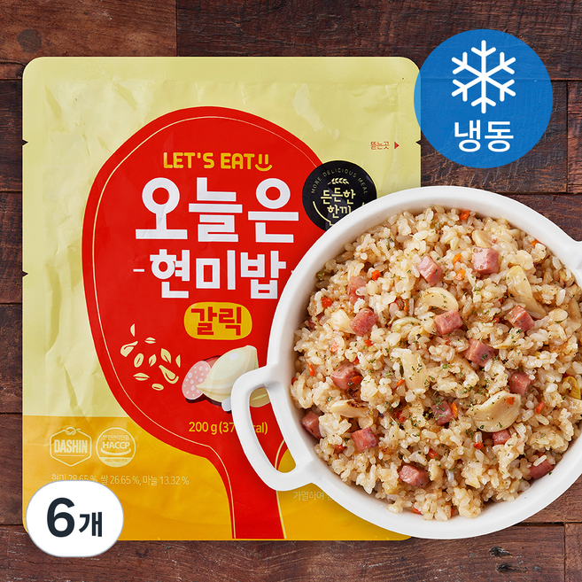 다신 오늘은현미밥 갈릭 (냉동), 200g, 6개