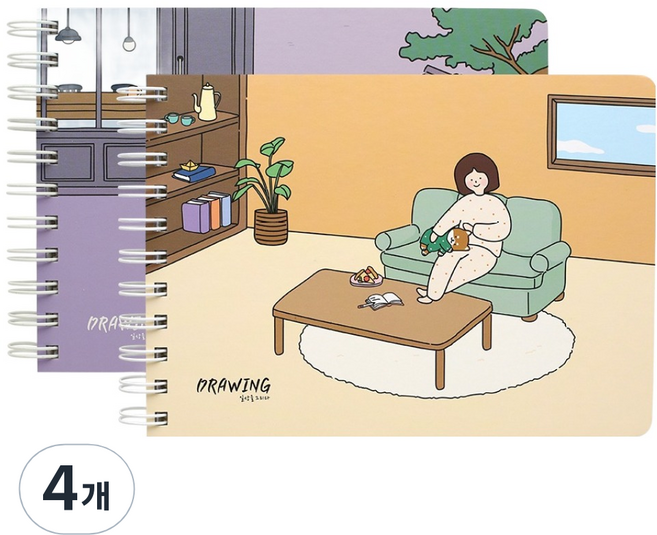 핑크풋 보리 드로잉 노트 랜덤발송 130g, B6, 4개