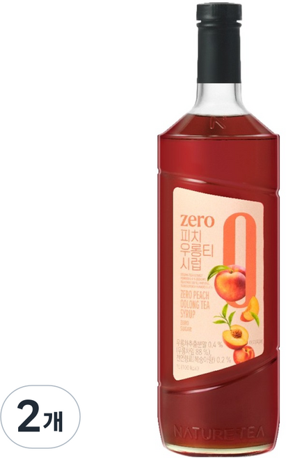 네이쳐티 ZERO 피치우롱티시럽, 2개, 1L