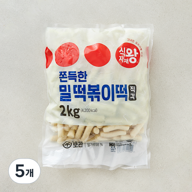 식자재왕 쫀득한 직각 밀떡볶이떡, 2kg, 5개