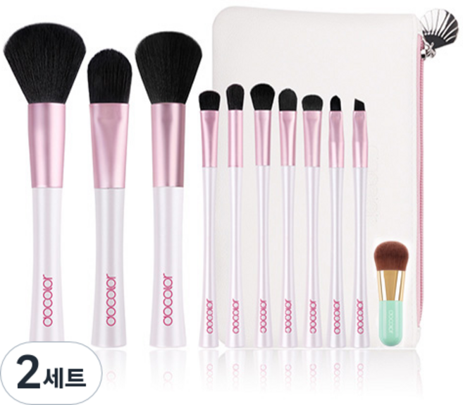 두칼라 머메이드 브러쉬 10p + 미니 가부키 민트 세트, 혼합 색상, 2세트