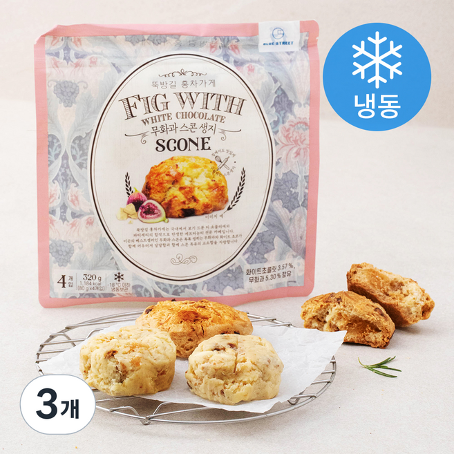 뚝방길홍차가게 무화과 스콘 생지 4개입 (냉동), 80g, 3개