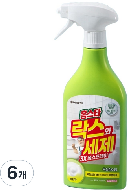 홈스타 락스와 세제 폼 스프레이 후레쉬 욕실청소용, 500ml, 6개