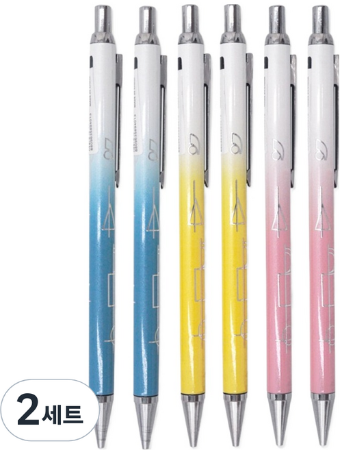 미소로 1000 샤이닝 샤프 블루 2p + 옐로우 2p + 핑크 세트 2442, 2세트, 0.5mm