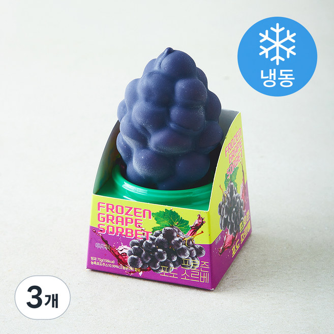 피치코리아 프로즌 포도 소르베 아이스크림 (냉동), 75g, 3개, 1개입