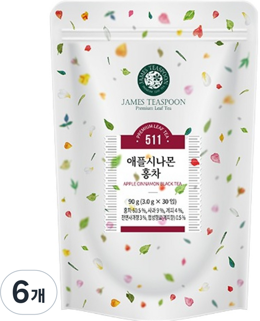 JAMES TEASPOON 蘋果肉桂紅茶, 6個, 30入, 3g