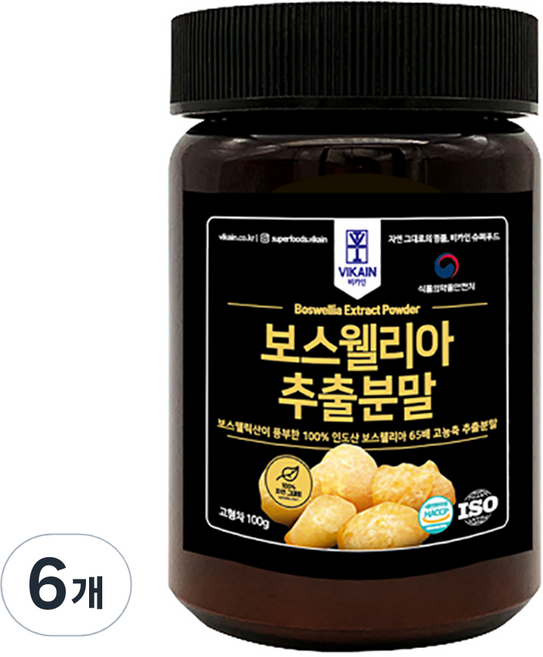 비카인 65배 농축 보스웰리아 추출분말, 100g, 6개