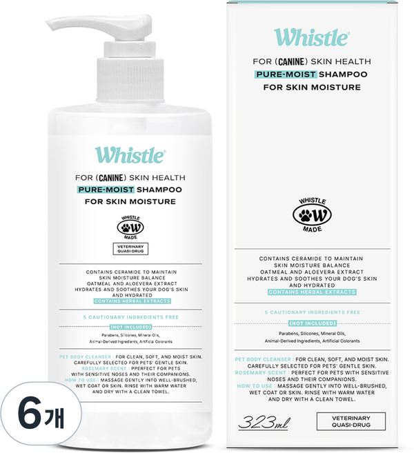 휘슬 퓨어 모이스트 애견샴푸, 6개, 323ml