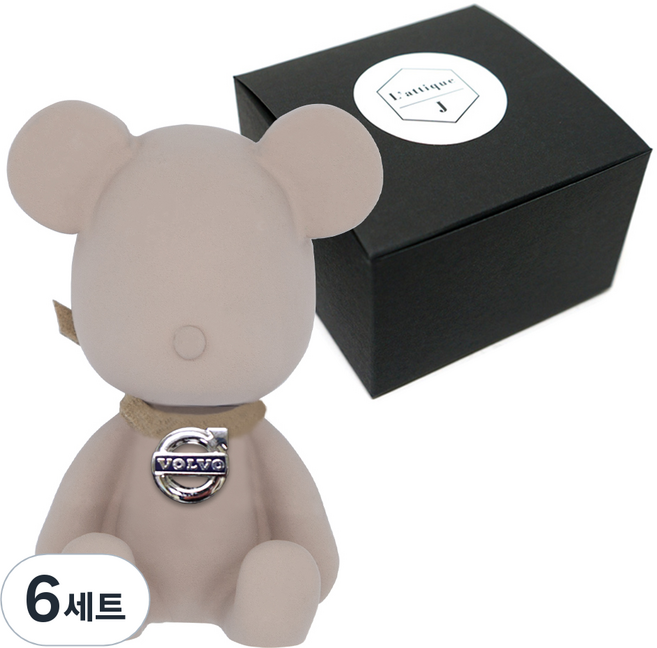 라띠크제이 엠블럼 베어 차량용 방향제 볼보 BEIGE + 리필 베이비파우더 5ml, 6세트