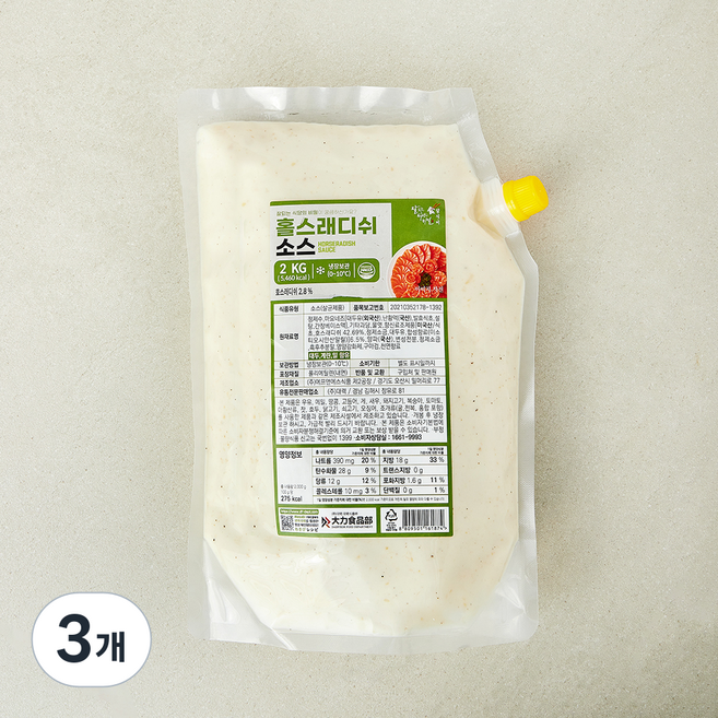 잘식비 홀스래디쉬 소스, 2kg, 3개