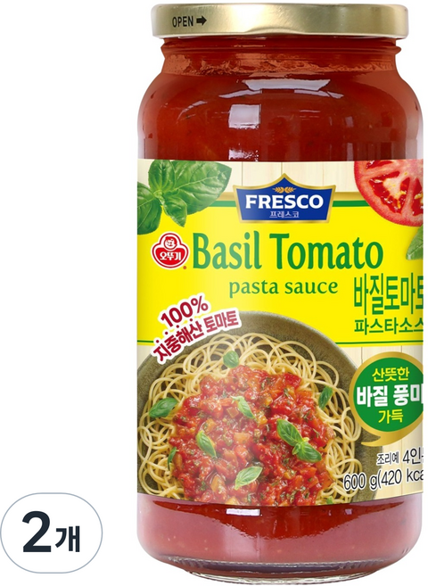 오뚜기프레스코 바질토마토 파스타소스, 600g, 2개