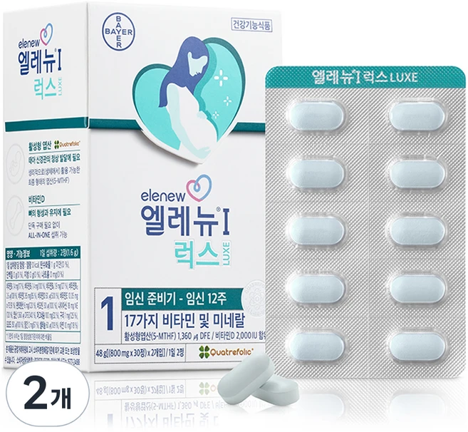 엘레뉴 I 럭스 멀티비타민 48g, 60정, 2개 - 쿠팡