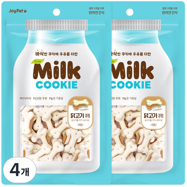 조이펫 강아지 밀크 쿠키 간식, 닭고기, 100g, 4개 - 쿠팡