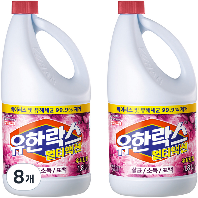 유한락스 멀티액션 후로랄, 1.8L, 8개