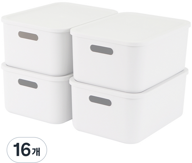엠비코 국내산 다용도 팬트리 리빙박스, 화이트, 16개