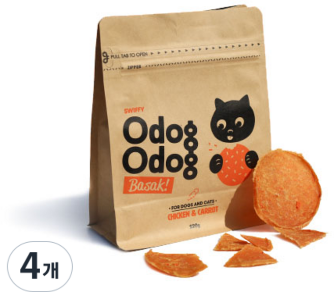 스위피 반려동물 오독오독 바삭 생식 간식, 당근, 120g, 4개
