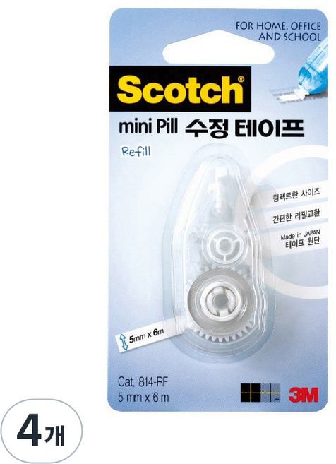 스카치 수정 테이프 미니필 리필 5mm x 6m, 4개