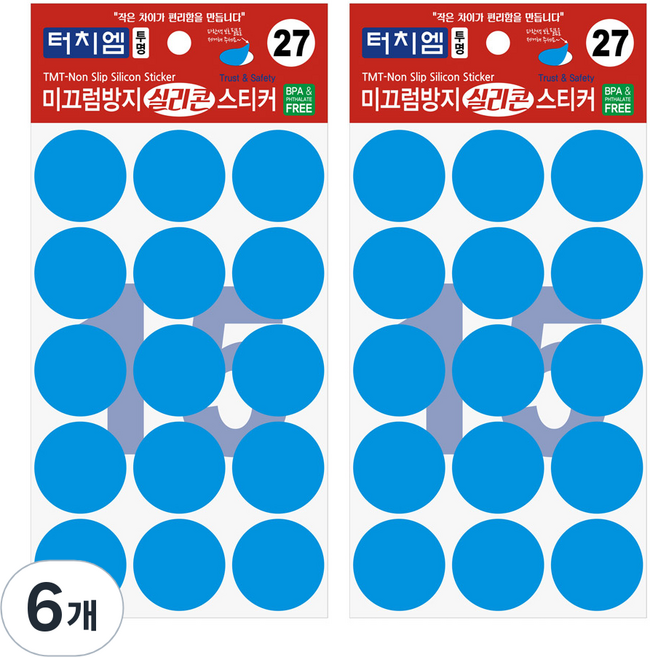 터치엠 미끄럼방지 실리콘 스티커 15p, 6개, 투명